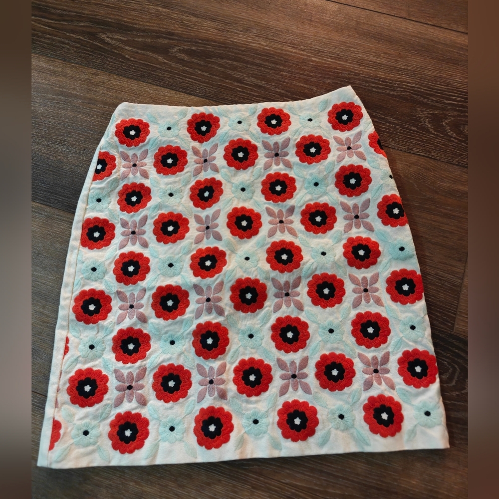 Boden Floral Mini Skirt - Red and White